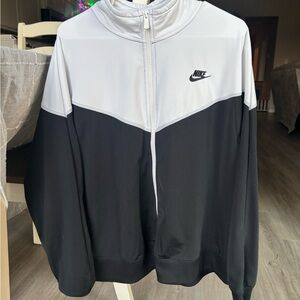 Nike White and Black Zip-Up Track Jacket
